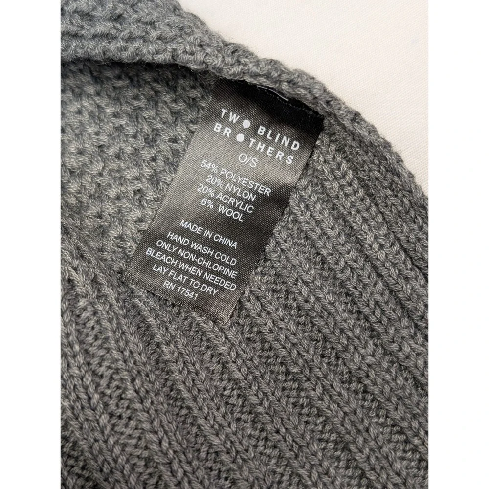 Two Blind Brothers Waffle‎ Knit Scarf Unisex Gray Winter Cozy Ethical New